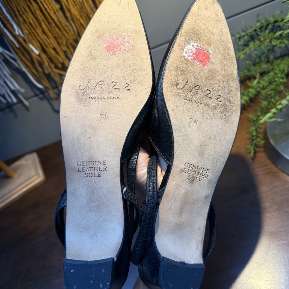 Vintage JAZZ Espana Women's Shoes Sz 7 Black Leather Heels Made in Spain EUC - Picture 10 of 10